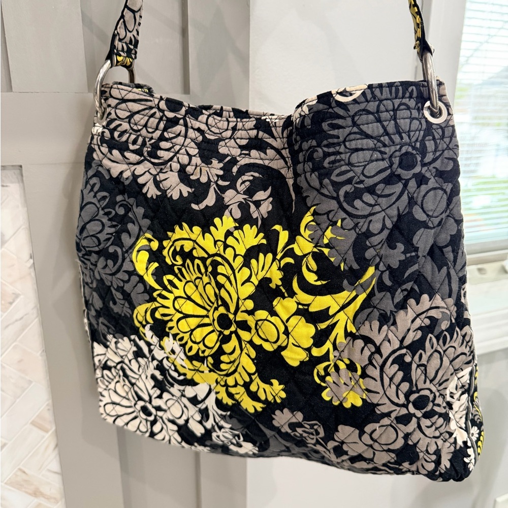 Vera Bradley Retired Baroque Shoulder Bag - Black, Yellow, Gray